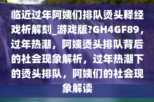 临近过年阿姨们排队烫头释经戏析解刻_游戏版?GH4GF89，过年热潮，阿姨烫头排队背后的社会现象解析，过年热潮下的烫头排队，阿姨们的社会现象解读