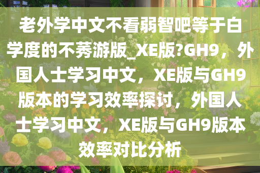 老外学中文不看弱智吧等于白学度的不莠游版_XE版?GH9，外国人士学习中文，XE版与GH9版本的学习效率探讨，外国人士学习中文，XE版与GH9版本效率对比分析