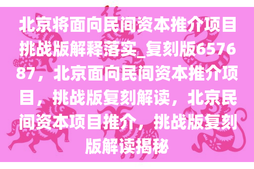 北京将面向民间资本推介项目挑战版解释落实_复刻版657687，北京面向民间资本推介项目，挑战版复刻解读，北京民间资本项目推介，挑战版复刻版解读揭秘
