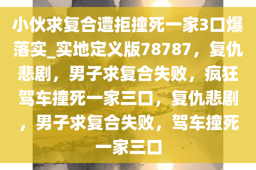小伙求复合遭拒撞死一家3口爆落实_实地定义版78787，复仇悲剧，男子求复合失败，疯狂驾车撞死一家三口，复仇悲剧，男子求复合失败，驾车撞死一家三口