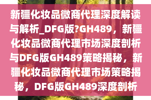 新疆化妆品微商代理深度解读与解析_DFG版?GH489，新疆化妆品微商代理市场深度剖析与DFG版GH489策略揭秘，新疆化妆品微商代理市场策略揭秘，DFG版GH489深度剖析