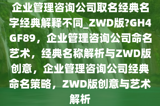 企业管理咨询公司取名经典名字经典解释不同_ZWD版?GH4GF89，企业管理咨询公司命名艺术，经典名称解析与ZWD版创意，企业管理咨询公司经典命名策略，ZWD版创意与艺术解析