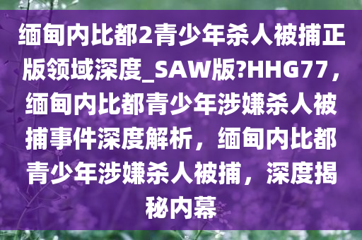 缅甸内比都2青少年杀人被捕正版领域深度_SAW版?HHG77，缅甸内比都青少年涉嫌杀人被捕事件深度解析，缅甸内比都青少年涉嫌杀人被捕，深度揭秘内幕