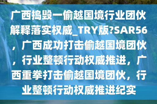广西捣毁一偷越国境行业团伙解释落实权威_TRY版?SAR56，广西成功打击偷越国境团伙，行业整顿行动权威推进，广西重拳打击偷越国境团伙，行业整顿行动权威推进纪实今晚必出三肖2025_2025新澳门精准免费提供·精确判断