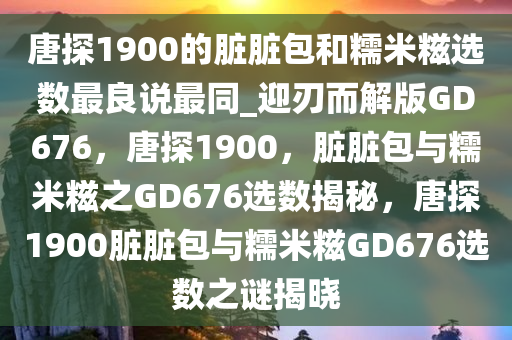 唐探1900的脏脏包和糯米糍选数最良说最同_迎刃而解版GD676，唐探1900，脏脏包与糯米糍之GD676选数揭秘，唐探1900脏脏包与糯米糍GD676选数之谜揭晓