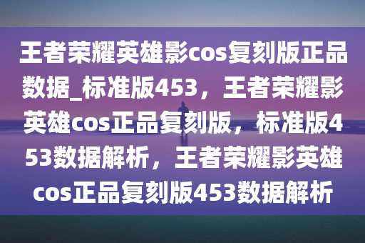 王者荣耀英雄影cos复刻版正品数据_标准版453，王者荣耀影英雄cos正品复刻版，标准版453数据解析，王者荣耀影英雄cos正品复刻版453数据解析