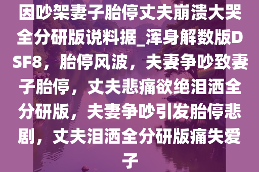 因吵架妻子胎停丈夫崩溃大哭全分研版说料据_浑身解数版DSF8，胎停风波，夫妻争吵致妻子胎停，丈夫悲痛欲绝泪洒全分研版，夫妻争吵引发胎停悲剧，丈夫泪洒全分研版痛失爱子