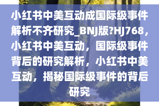 小红书中美互动成国际级事件解析不齐研究_BNJ版?HJ768，小红书中美互动，国际级事件背后的研究解析，小红书中美互动，揭秘国际级事件的背后研究