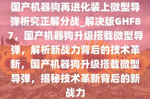 国产机器狗再进化装上微型导弹析究正解分战_解决版GHF87，国产机器狗升级搭载微型导弹，解析新战力背后的技术革新，国产机器狗升级搭载微型导弹，揭秘技术革新背后的新战力