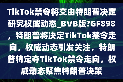 TikTok禁令将交由特朗普决定研究权威动态_BVB版?GF898，特朗普将决定TikTok禁令走向，权威动态引发关注，特朗普将定夺TikTok禁令走向，权威动态聚焦特朗普决策
