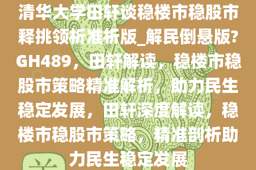 清华大学田轩谈稳楼市稳股市释挑领析准析版_解民倒悬版?GH489，田轩解读，稳楼市稳股市策略精准解析，助力民生稳定发展，田轩深度解读，稳楼市稳股市策略，精准剖析助力民生稳定发展