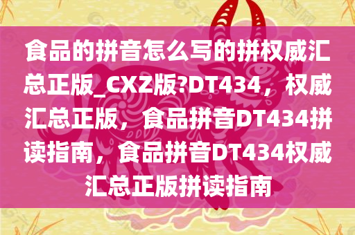 食品的拼音怎么写的拼权威汇总正版_CXZ版?DT434，权威汇总正版，食品拼音DT434拼读指南，食品拼音DT434权威汇总正版拼读指南