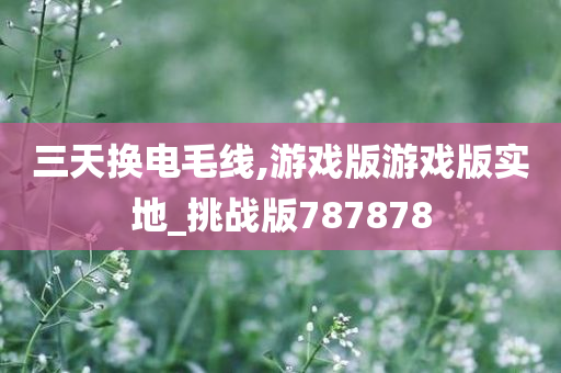 三天换电毛线,游戏版游戏版实地_挑战版787878