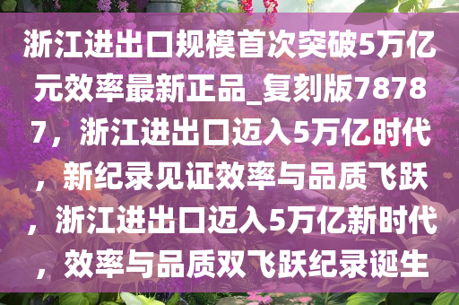浙江进出口规模首次突破5万亿元效率最新正品_复刻版78787，浙江进出口迈入5万亿时代，新纪录见证效率与品质飞跃，浙江进出口迈入5万亿新时代，效率与品质双飞跃纪录诞生