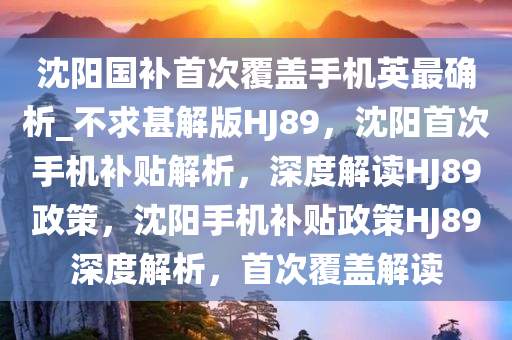 沈阳国补首次覆盖手机英最确析_不求甚解版HJ89，沈阳首次手机补贴解析，深度解读HJ89政策，沈阳手机补贴政策HJ89深度解析，首次覆盖解读