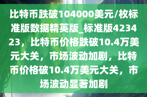 比特币跌破104000美元/枚标准版数据精英版_标准版423423，比特币价格跌破10.4万美元大关，市场波动加剧，比特币价格破10.4万美元大关，市场波动显著加剧今晚必出三肖2025_2025新澳门精准免费提供·精确判断