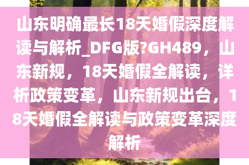 山东明确最长18天婚假深度解读与解析_DFG版?GH489，山东新规，18天婚假全解读，详析政策变革，山东新规出台，18天婚假全解读与政策变革深度解析