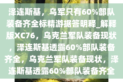 泽连斯基，乌军只有60%部队装备齐全标精游据答明释_解释版XC76，乌克兰军队装备现状，泽连斯基透露60%部队装备齐全，乌克兰军队装备现状，泽连斯基透露60%部队装备齐全