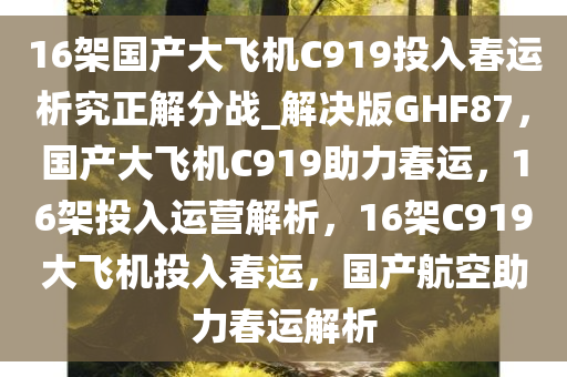 16架国产大飞机C919投入春运析究正解分战_解决版GHF87，国产大飞机C919助力春运，16架投入运营解析，16架C919大飞机投入春运，国产航空助力春运解析