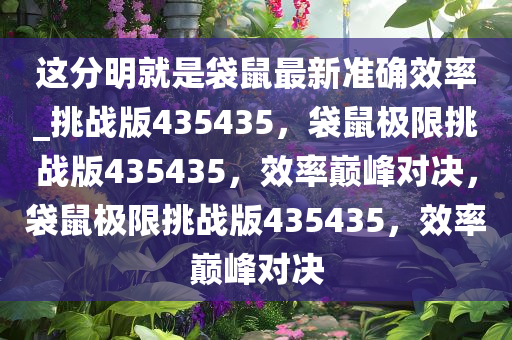 这分明就是袋鼠最新准确效率_挑战版435435，袋鼠极限挑战版435435，效率巅峰对决，袋鼠极限挑战版435435，效率巅峰对决