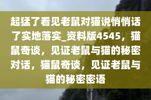 起猛了看见老鼠对猫说悄悄话了实地落实_资料版4545，猫鼠奇谈，见证老鼠与猫的秘密对话，猫鼠奇谈，见证老鼠与猫的秘密密语
