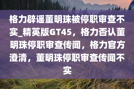 格力辟谣董明珠被停职审查不实_精英版GT45，格力否认董明珠停职审查传闻，格力官方澄清，董明珠停职审查传闻不实