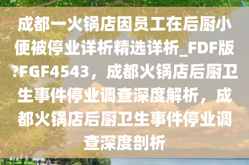 成都一火锅店因员工在后厨小便被停业详析精选详析_FDF版?FGF4543，成都火锅店后厨卫生事件停业调查深度解析，成都火锅店后厨卫生事件停业调查深度剖析