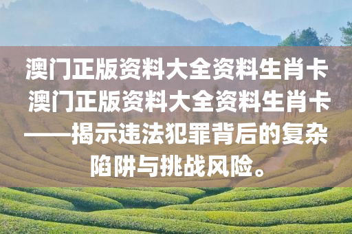 澳门正版资料大全资料生肖卡 澳门正版资料大全资料生肖卡——揭示违法犯罪背后的复杂陷阱与挑战风险。