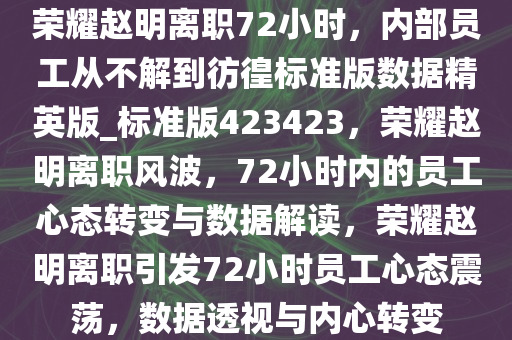 荣耀赵明离职72小时，内部员工从不解到彷徨标准版数据精英版_标准版423423，荣耀赵明离职风波，72小时内的员工心态转变与数据解读，荣耀赵明离职引发72小时员工心态震荡，数据透视与内心转变