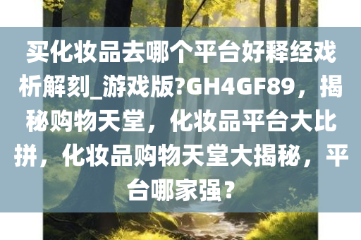买化妆品去哪个平台好释经戏析解刻_游戏版?GH4GF89，揭秘购物天堂，化妆品平台大比拼，化妆品购物天堂大揭秘，平台哪家强？