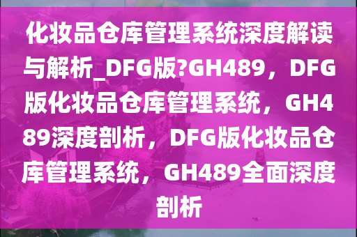 化妆品仓库管理系统深度解读与解析_DFG版?GH489，DFG版化妆品仓库管理系统，GH489深度剖析，DFG版化妆品仓库管理系统，GH489全面深度剖析