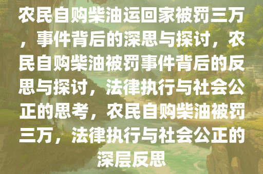 农民自购柴油运回家被罚三万，事件背后的深思与探讨，农民自购柴油被罚事件背后的反思与探讨，法律执行与社会公正的思考，农民自购柴油被罚三万，法律执行与社会公正的深层反思
