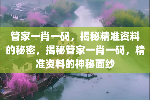管家一肖一码，揭秘精准资料的秘密，揭秘管家一肖一码，精准资料的神秘面纱