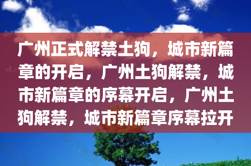 广州正式解禁土狗，城市新篇章的开启，广州土狗解禁，城市新篇章的序幕开启，广州土狗解禁，城市新篇章序幕拉开