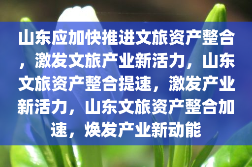 山东应加快推进文旅资产整合，激发文旅产业新活力，山东文旅资产整合提速，激发产业新活力，山东文旅资产整合加速，焕发产业新动能