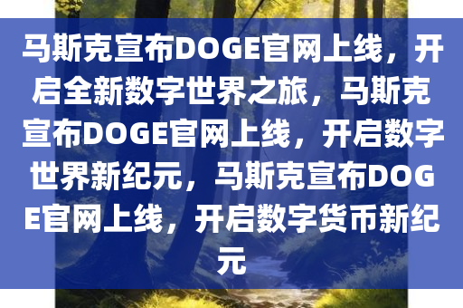 马斯克宣布DOGE官网上线，开启全新数字世界之旅，马斯克宣布DOGE官网上线，开启数字世界新纪元，马斯克宣布DOGE官网上线，开启数字货币新纪元