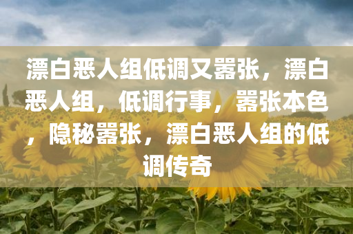 漂白恶人组低调又嚣张，漂白恶人组，低调行事，嚣张本色，隐秘嚣张，漂白恶人组的低调传奇