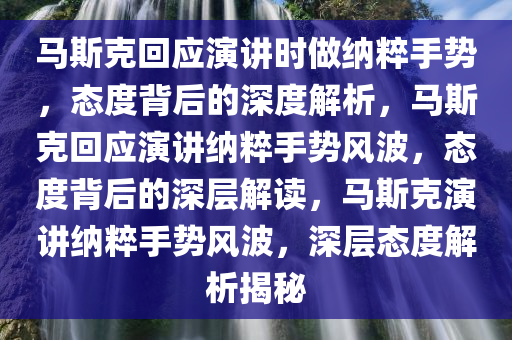 马斯克回应演讲时做纳粹手势，态度背后的深度解析，马斯克回应演讲纳粹手势风波，态度背后的深层解读，马斯克演讲纳粹手势风波，深层态度解析揭秘