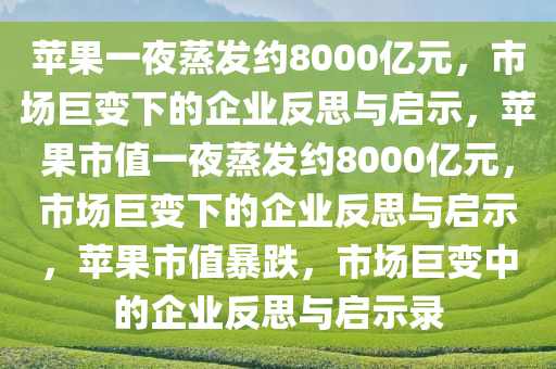 苹果一夜蒸发约8000亿元，市场巨变下的企业反思与启示，苹果市值一夜蒸发约8000亿元，市场巨变下的企业反思与启示，苹果市值暴跌，市场巨变中的企业反思与启示录