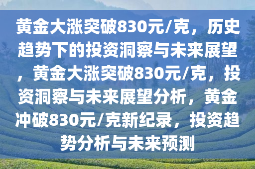 黄金大涨突破830元/克，历史趋势下的投资洞察与未来展望，黄金大涨突破830元/克，投资洞察与未来展望分析，黄金冲破830元/克新纪录，投资趋势分析与未来预测