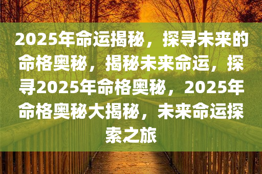 2025年命运揭秘，探寻未来的命格奥秘，揭秘未来命运，探寻2025年命格奥秘，2025年命格奥秘大揭秘，未来命运探索之旅
