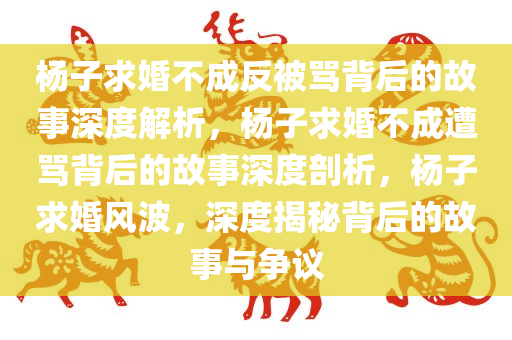 杨子求婚不成反被骂背后的故事深度解析，杨子求婚不成遭骂背后的故事深度剖析，杨子求婚风波，深度揭秘背后的故事与争议