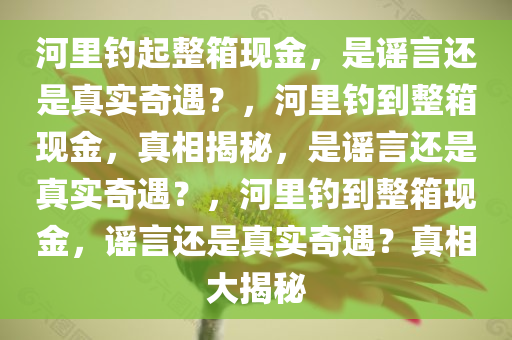 河里钓起整箱现金，是谣言还是真实奇遇？，河里钓到整箱现金，真相揭秘，是谣言还是真实奇遇？，河里钓到整箱现金，谣言还是真实奇遇？真相大揭秘