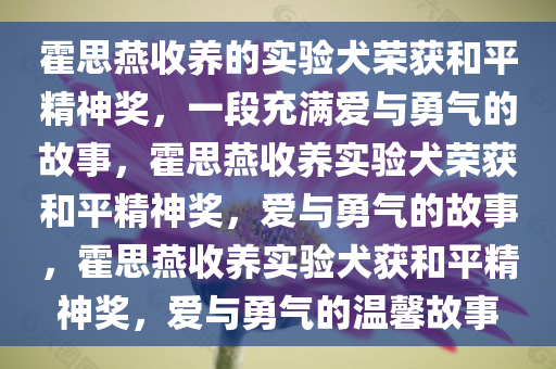 霍思燕收养的实验犬荣获和平精神奖，一段充满爱与勇气的故事，霍思燕收养实验犬荣获和平精神奖，爱与勇气的故事，霍思燕收养实验犬获和平精神奖，爱与勇气的温馨故事