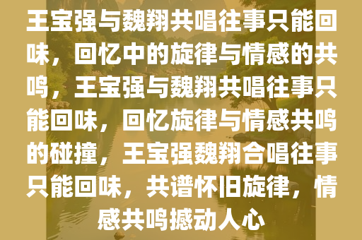 王宝强与魏翔共唱往事只能回味，回忆中的旋律与情感的共鸣，王宝强与魏翔共唱往事只能回味，回忆旋律与情感共鸣的碰撞，王宝强魏翔合唱往事只能回味，共谱怀旧旋律，情感共鸣撼动人心