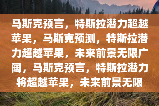 马斯克预言，特斯拉潜力超越苹果，马斯克预测，特斯拉潜力超越苹果，未来前景无限广阔，马斯克预言，特斯拉潜力将超越苹果，未来前景无限