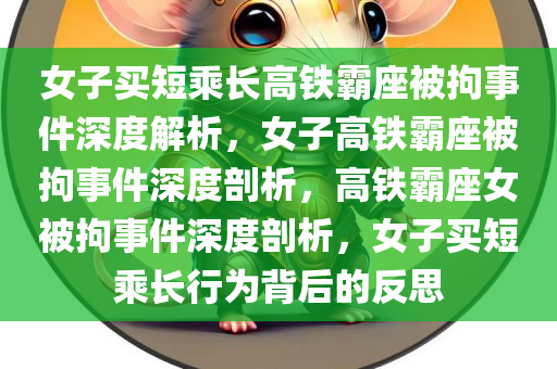 女子买短乘长高铁霸座被拘事件深度解析，女子高铁霸座被拘事件深度剖析，高铁霸座女被拘事件深度剖析，女子买短乘长行为背后的反思