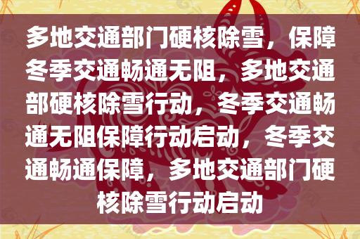 多地交通部门硬核除雪，保障冬季交通畅通无阻，多地交通部硬核除雪行动，冬季交通畅通无阻保障行动启动，冬季交通畅通保障，多地交通部门硬核除雪行动启动