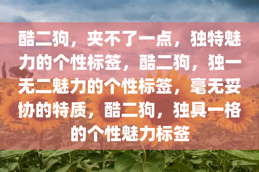 酷二狗，夹不了一点，独特魅力的个性标签，酷二狗，独一无二魅力的个性标签，毫无妥协的特质，酷二狗，独具一格的个性魅力标签