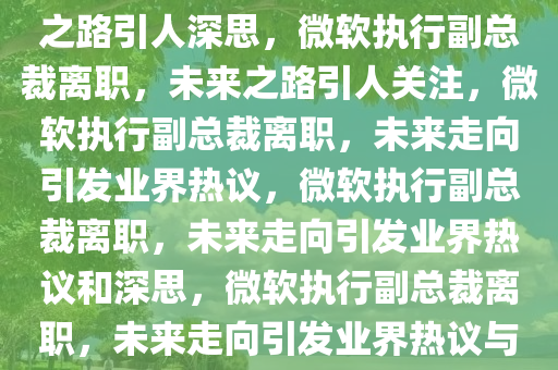 微软执行副总裁将离职，未来之路引人深思，微软执行副总裁离职，未来之路引人关注，微软执行副总裁离职，未来走向引发业界热议，微软执行副总裁离职，未来走向引发业界热议和深思，微软执行副总裁离职，未来走向引发业界热议与深思